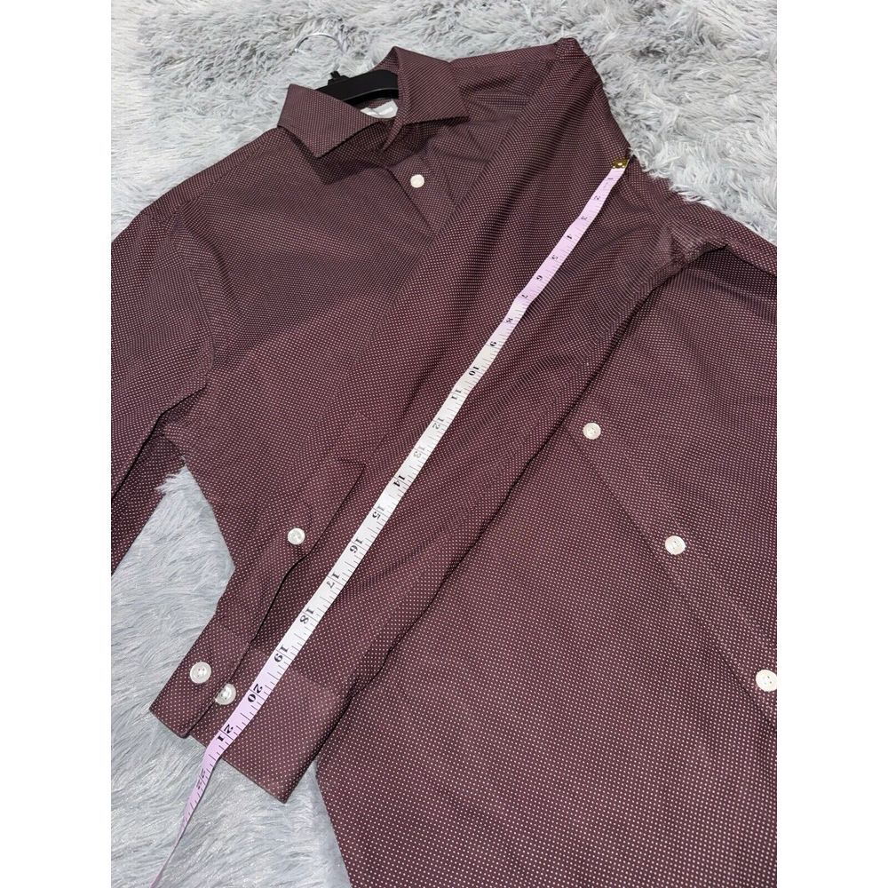 Michael Kors Medium Polka Dot Burgundy Slim Fit Long Sleeve Button Down Collared - Picture 9 of 10